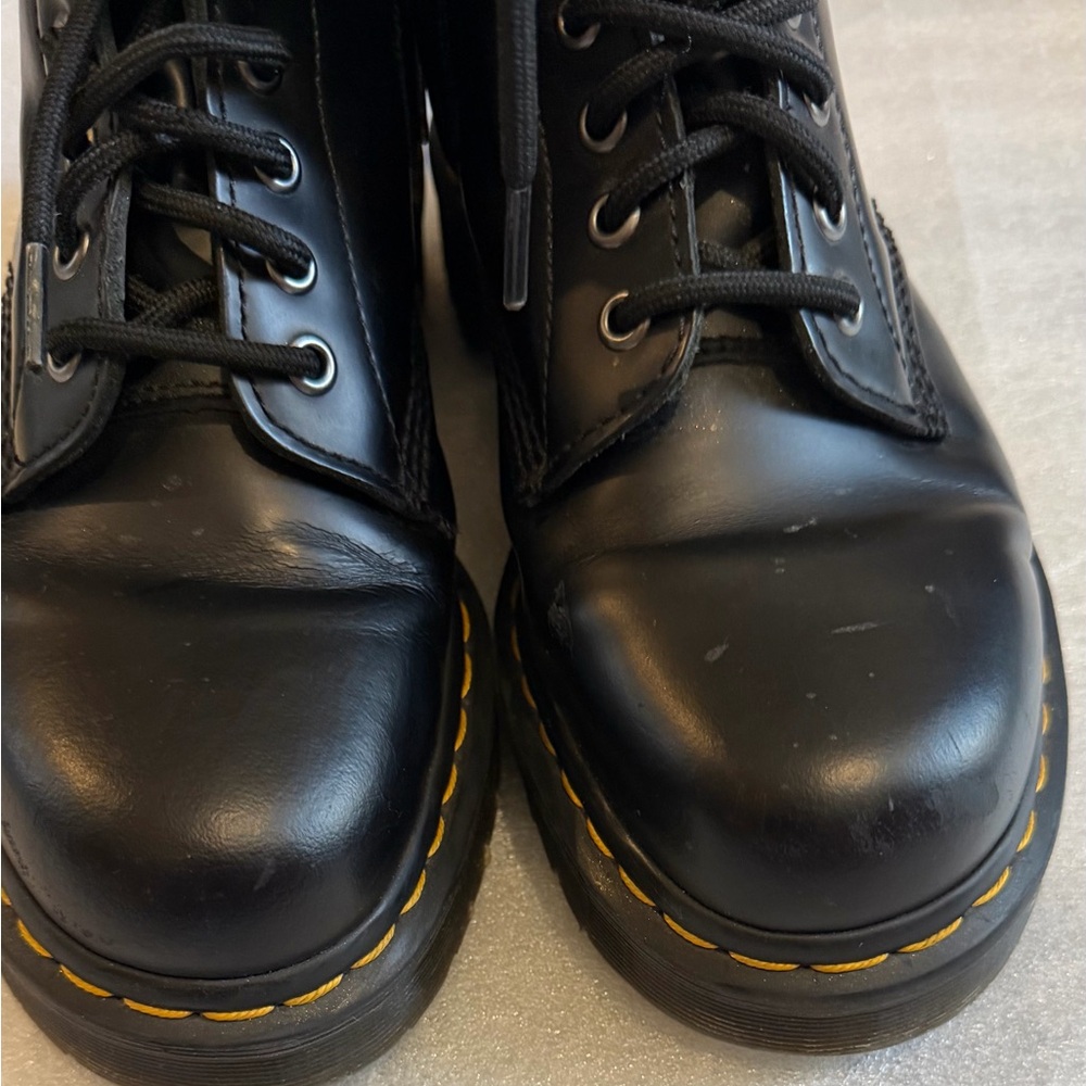Dr. Martens 1460 Smooth Leather Black Leather Double-Buckle Lace-Up Boots - Picture 5 of 11